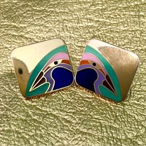 Vintage Laurel Burch Earrings & VTG Gold Purse